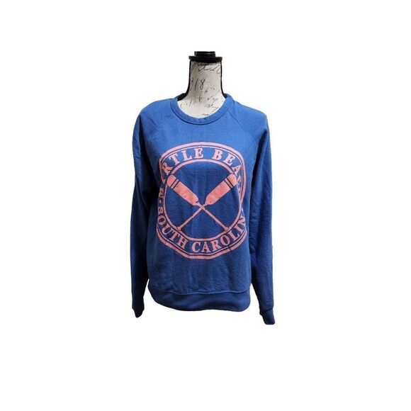 Myrtle Beach Ladies Side Large Blue Coral Lightweight Sweatshirt - Picture 1 of 5